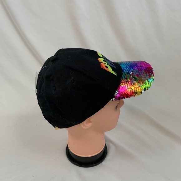Collection18 Proud Sequined Black Rainbow Baseball Hat - Picture 6 of 7